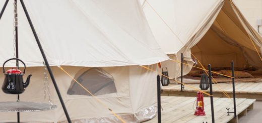 pitch a bell tent on a deck