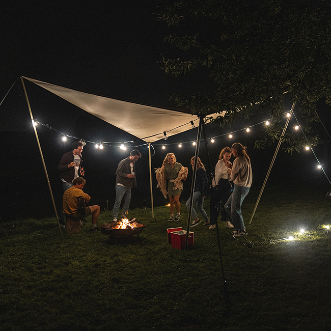 Stretch tent for intimate outdoor parties